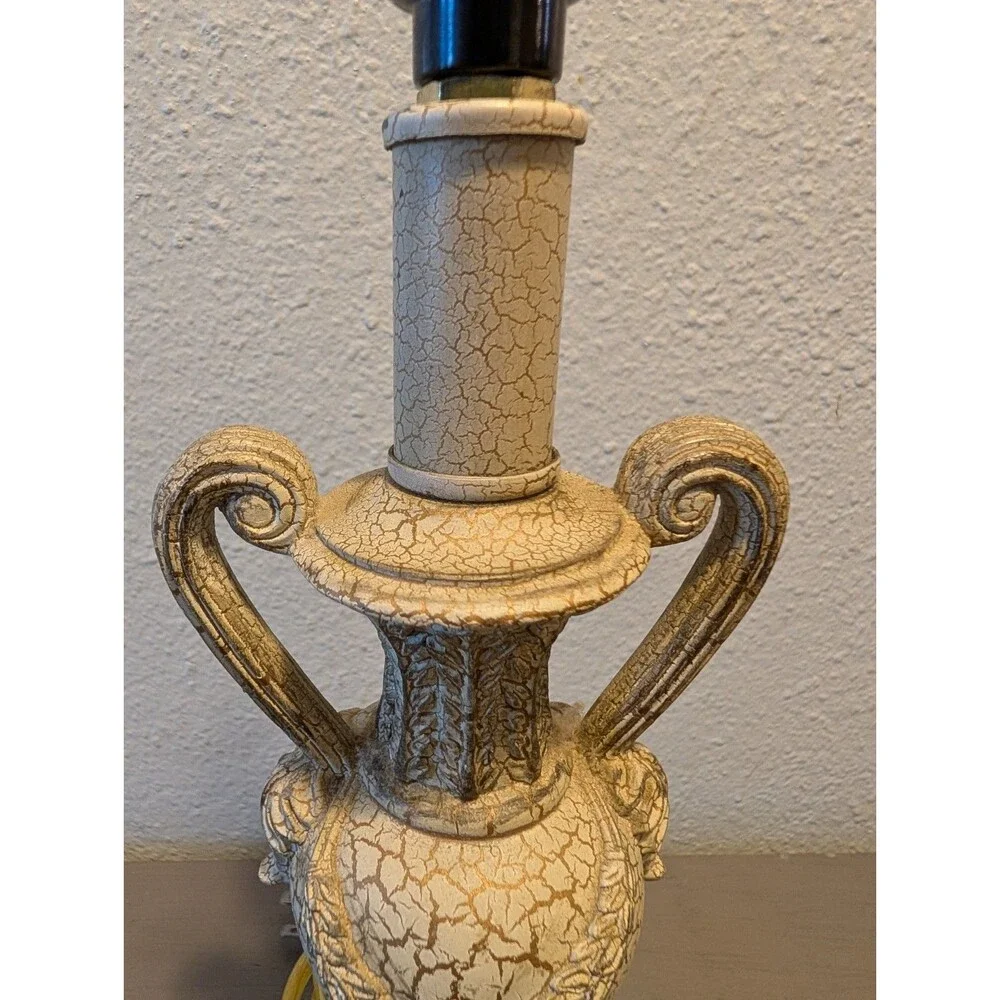 Berman Vintage Ornate Urn Table Lamp Crackle Glaze Resin 14